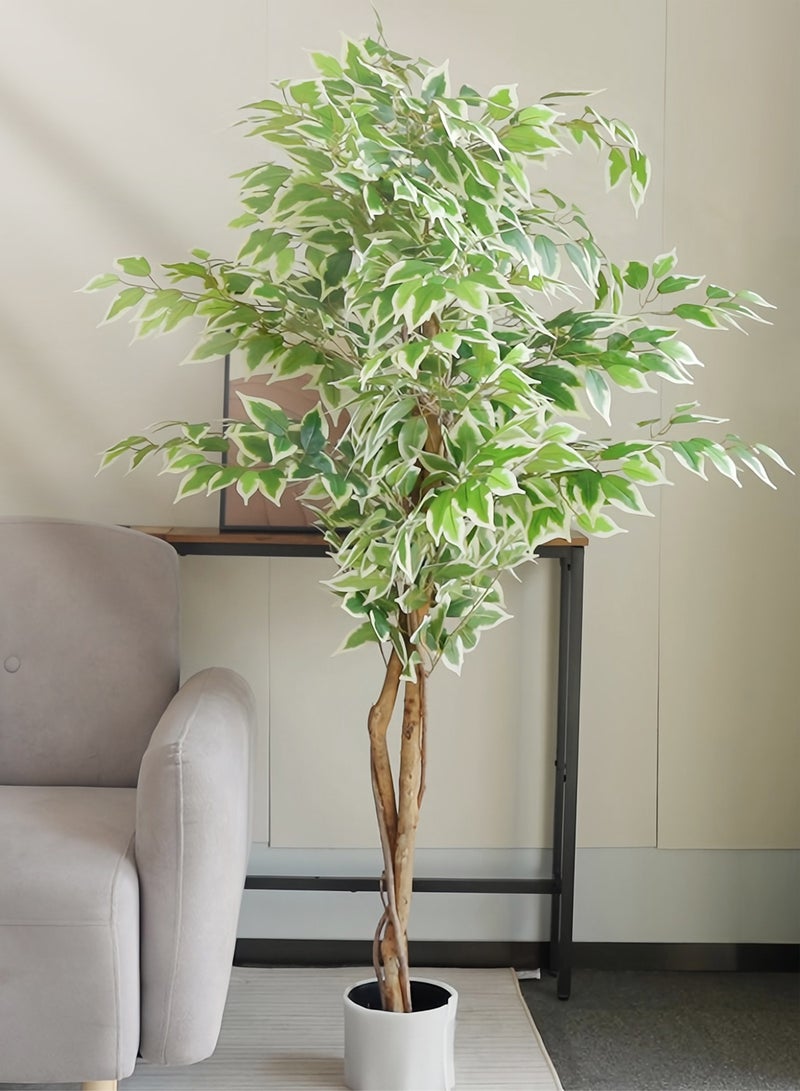 شاربدو شجرة فيكس صناعية متنوعة الألوان بطول 150 سم، نبات فيكس صناعي نابض بالحياة بجذع خشبي طبيعي، نبات أرضي صناعي سهل العناية لتزيين زاوية غرفة المعيشة أو المكتب المنزلي، مزروع في أصيص - Image 3